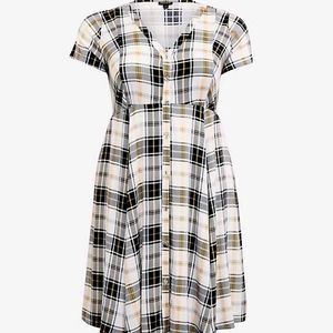 Torrid Challis Yellow Plaid Shirt Dress, size 2